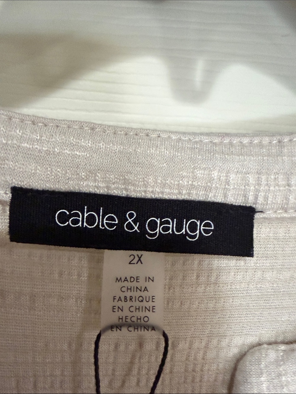 Cable & Gauge Taupe Crochet-Trim Short Sleeve Blouse - Picture 2 of 7